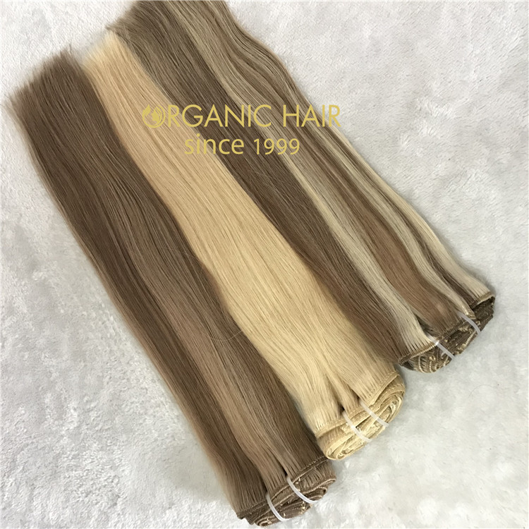 Full cuticle double drawn custom color clip in hair extensions CC125